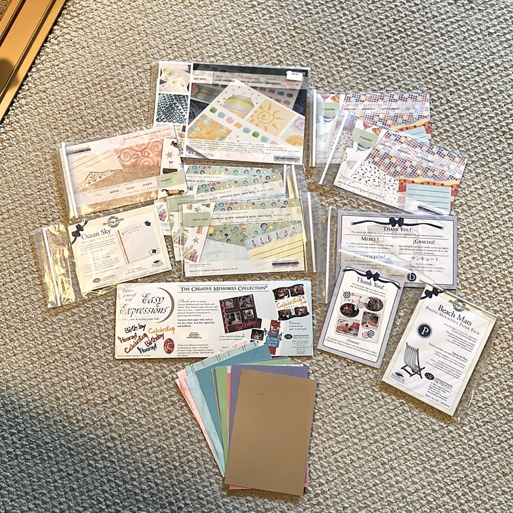 Assorted stickers and paper
